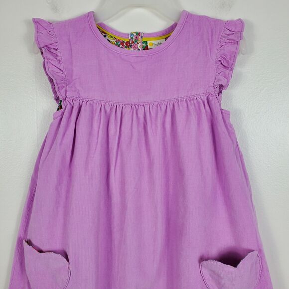 Mini Boden Girls Woven Heart Pocket Corduroy Dress Flutter Cap Buttons 8-9 Y - Picture 3 of 15